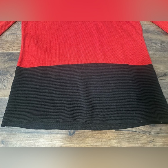 Calvin Klein Colorblock Cowl Neck Sweater | Red & Black | Size XS - Picture 4 of 10